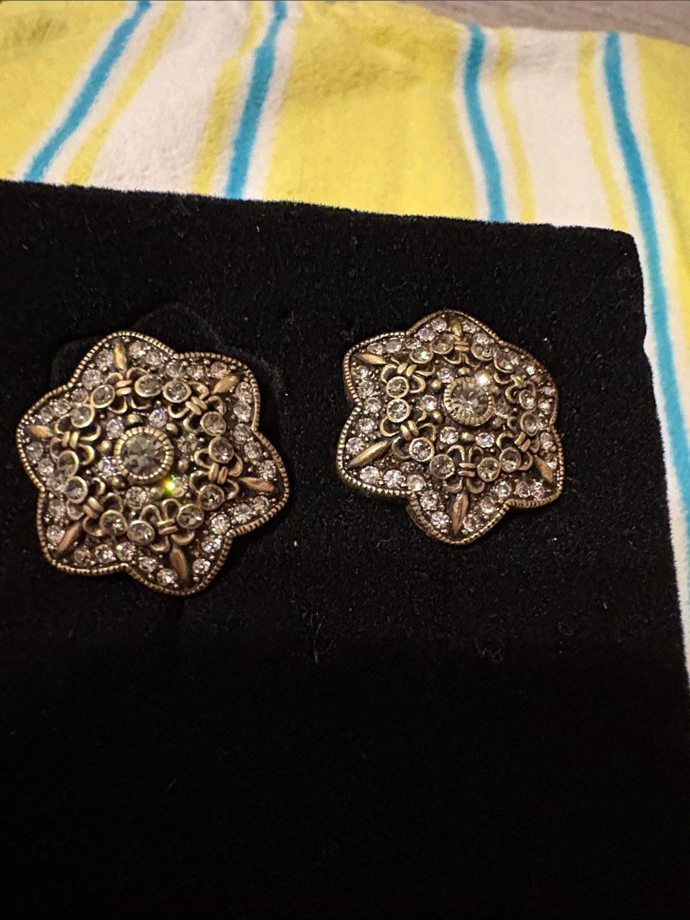 Heidi Daus Gold-Tone Floral Crystal Button Earrings